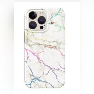 Onn. White Iridescent Marble Phone Case for iPhone 13 Pro new